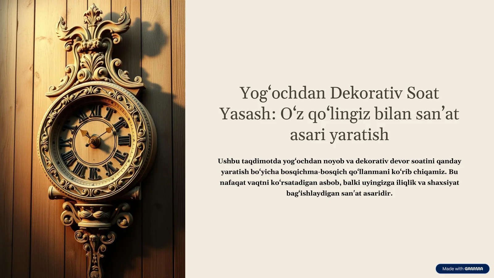 Yog‘ochdan Dekorativ Soat Yasash
