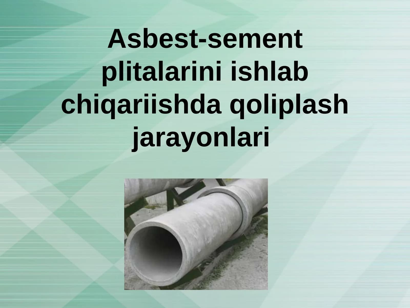 Asbest-sement plitalarini ishlab chiqariishda qoliplash jarayonlari