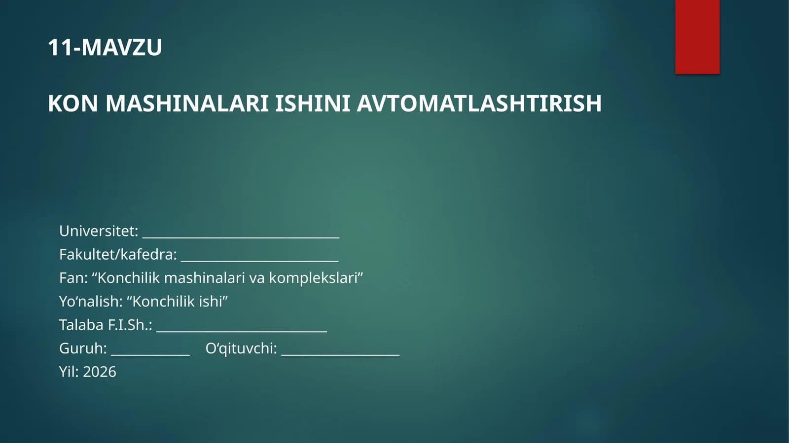 "Kon mashinalari ishini avtomatlashtirish"