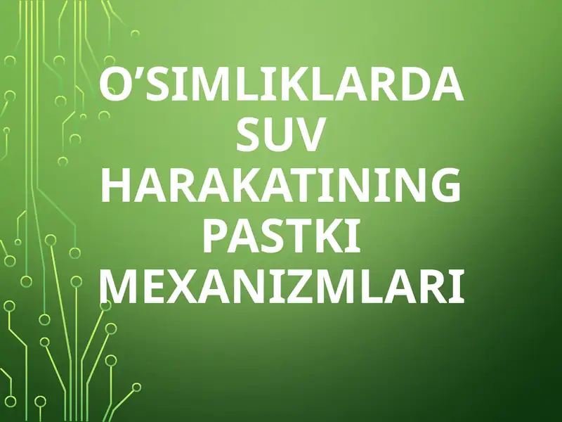 O’SIMLIKLARDA SUV HARAKATINING PASTKI MEXANIZMLARI