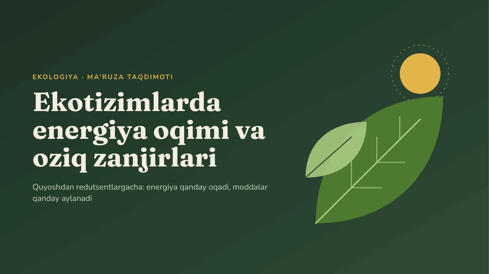 EKOLOGIYA · MA’RUZA TAQDIMOTI