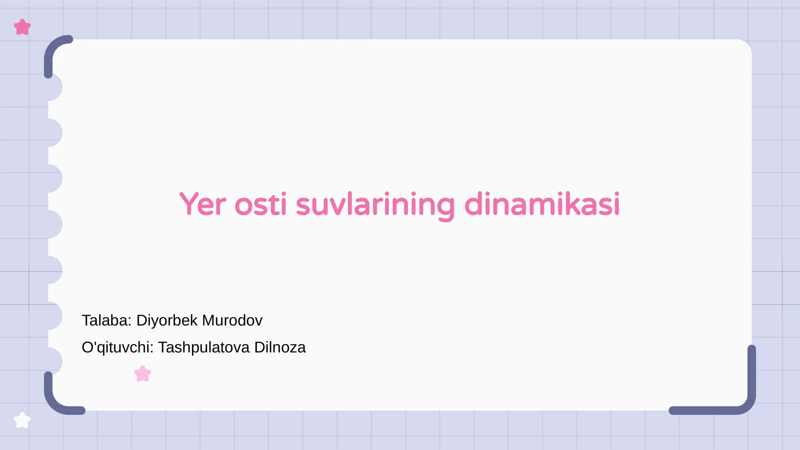 Yer osti suvlarining dinamikasi