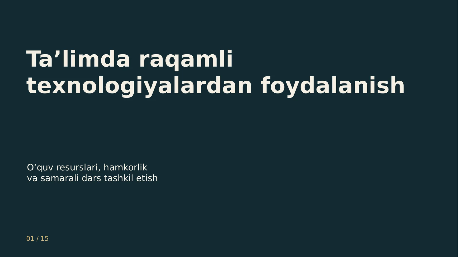 Raqamli ta’lim texnologiyalari