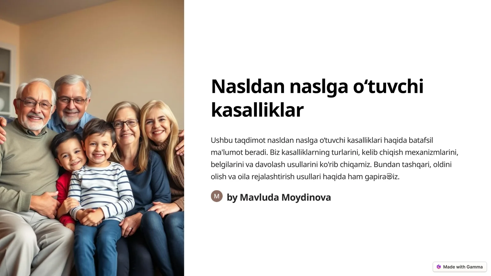 Nasldan naslga oʻtuvchi kasalliklar