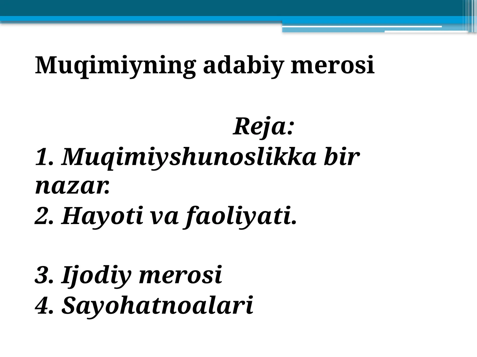 Muqimiyning adabiy merosi