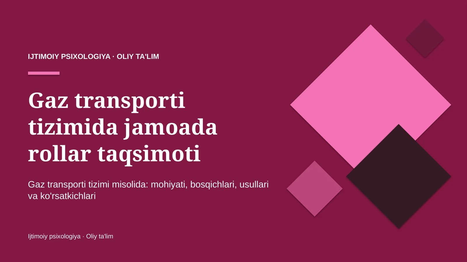 Gaz transporti tizimida jamoada rollar taqsimoti