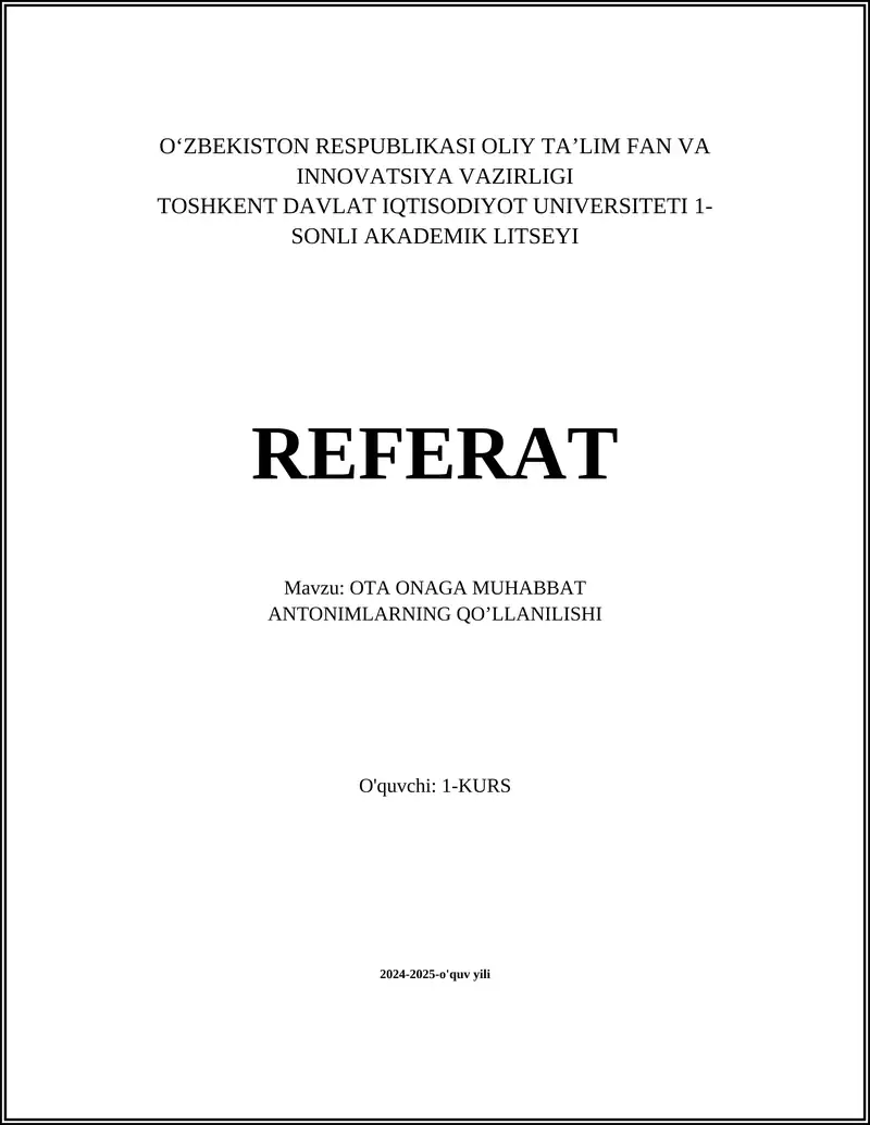 Antonimlarning Qo’llanilishi