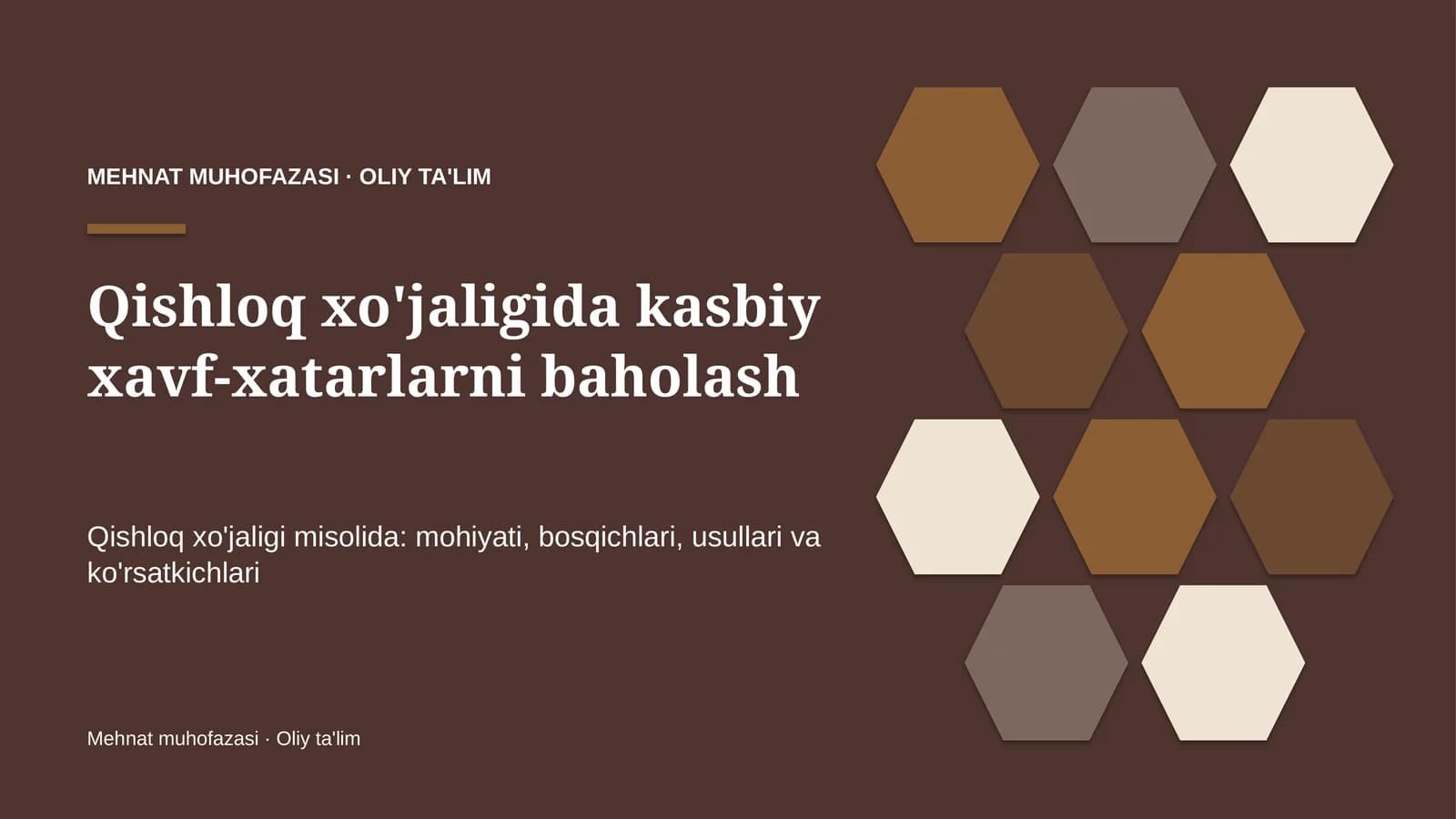 Qishloq xo'jaligida kasbiy xavf-xatarlarni baholash