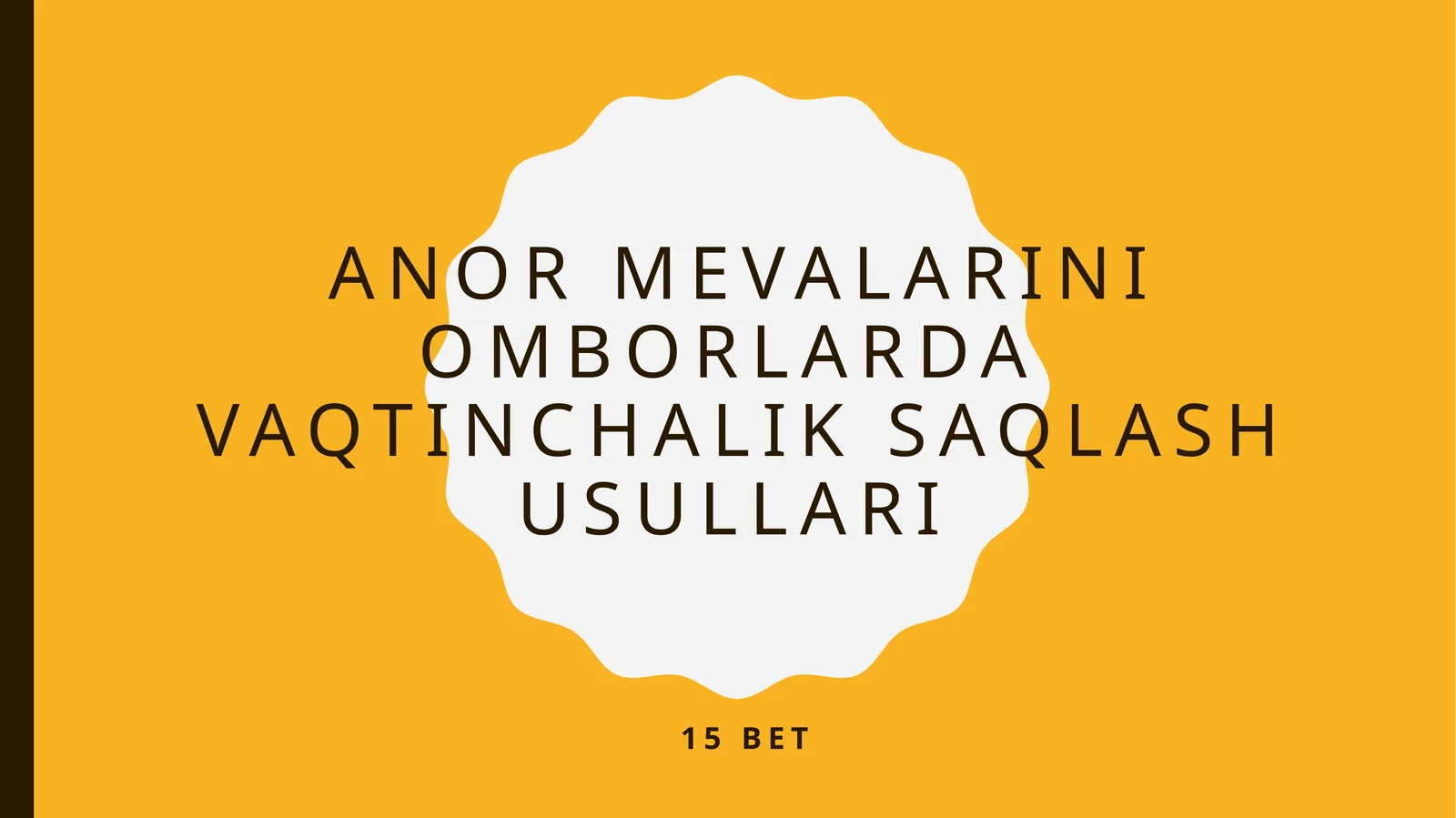 anor mevalarini omborda vaqtinchalik saqlash usullari