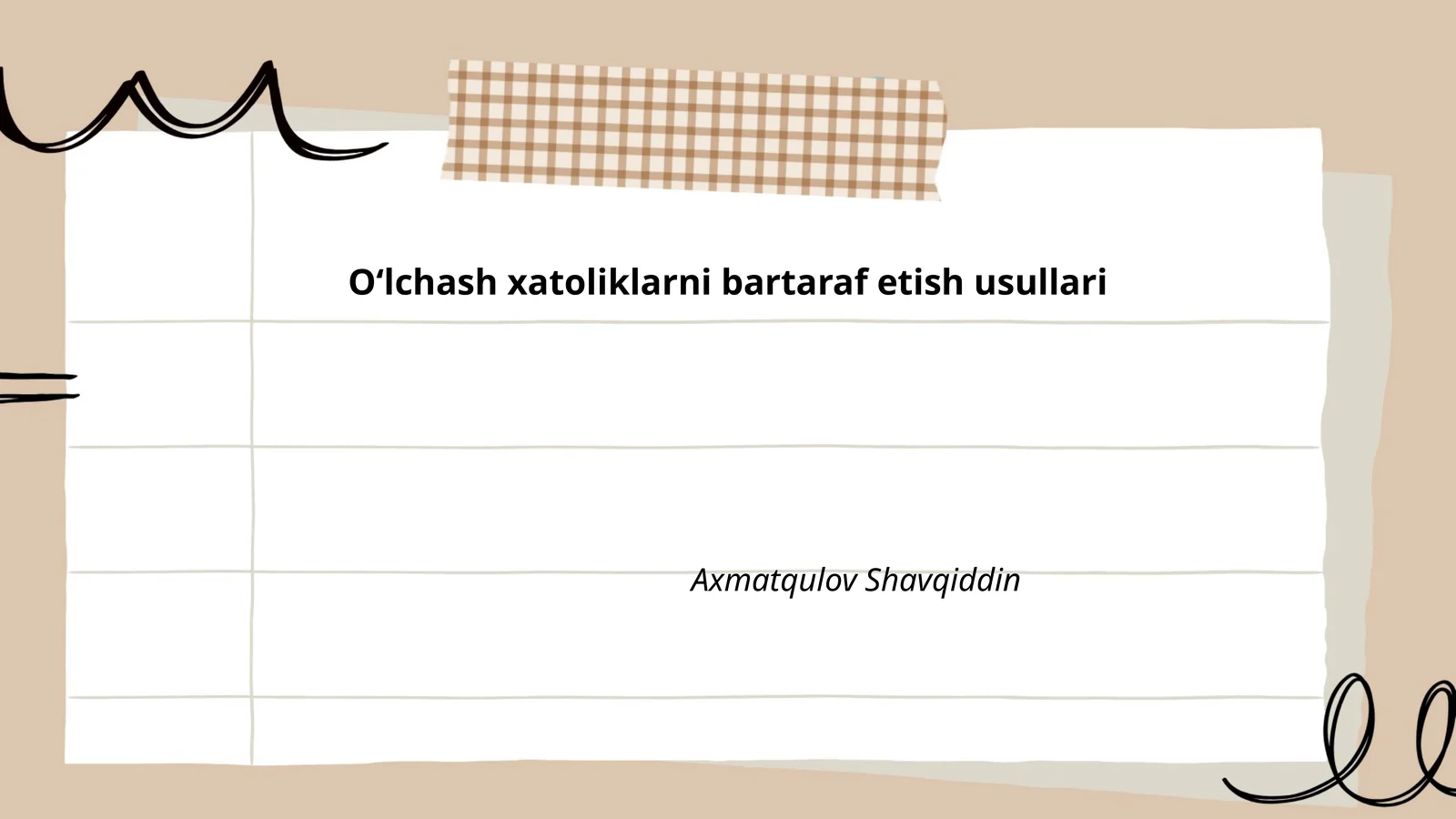 Oʻlchash xatoliklarni bartaraf etish usullari
