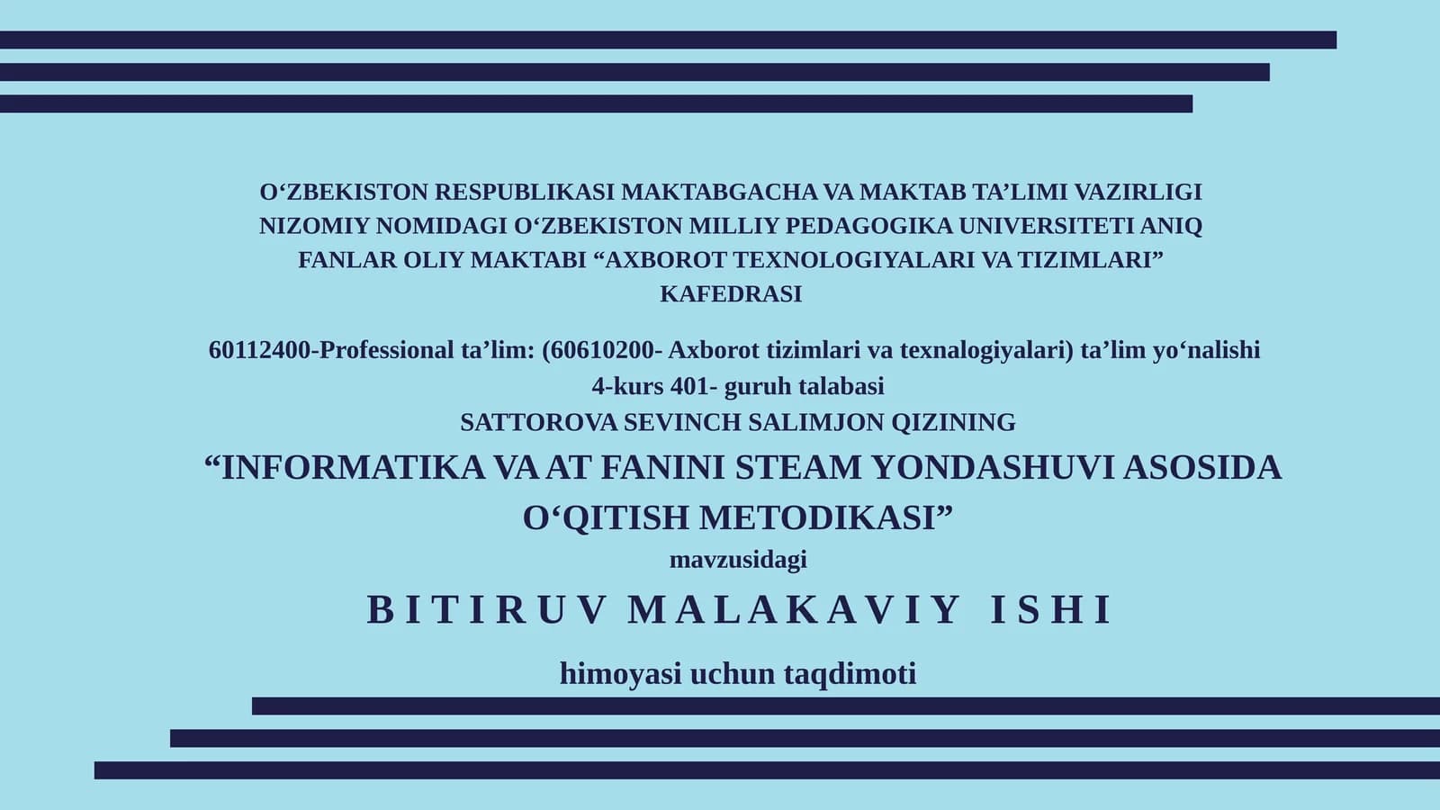 INFORMATIKA VA AT FANINI STEAM YONDASHUVI ASOSIDA O‘QITISH METODIKASI
