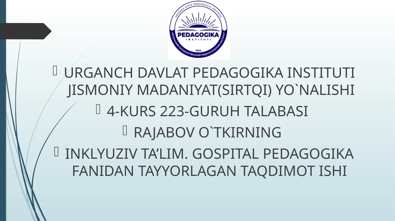 Inklyuziv ta'limni amalga oshirish jarayoni alohida yordamga muhtoj bolaning shaxsini rivojlantirishning xususiyatlari.