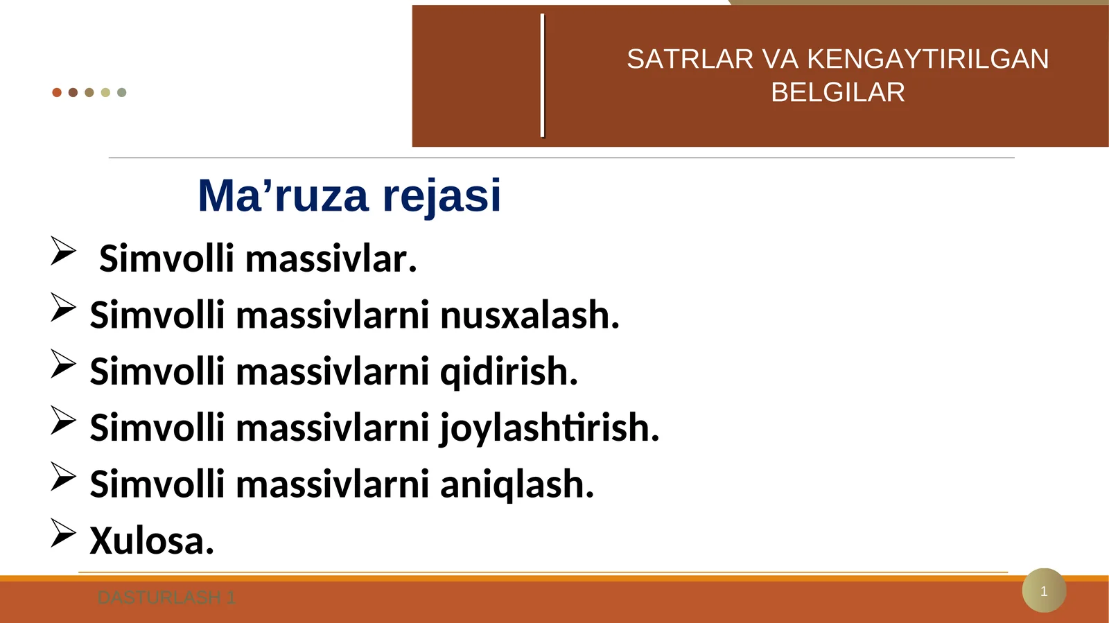 Simvolli massivlar