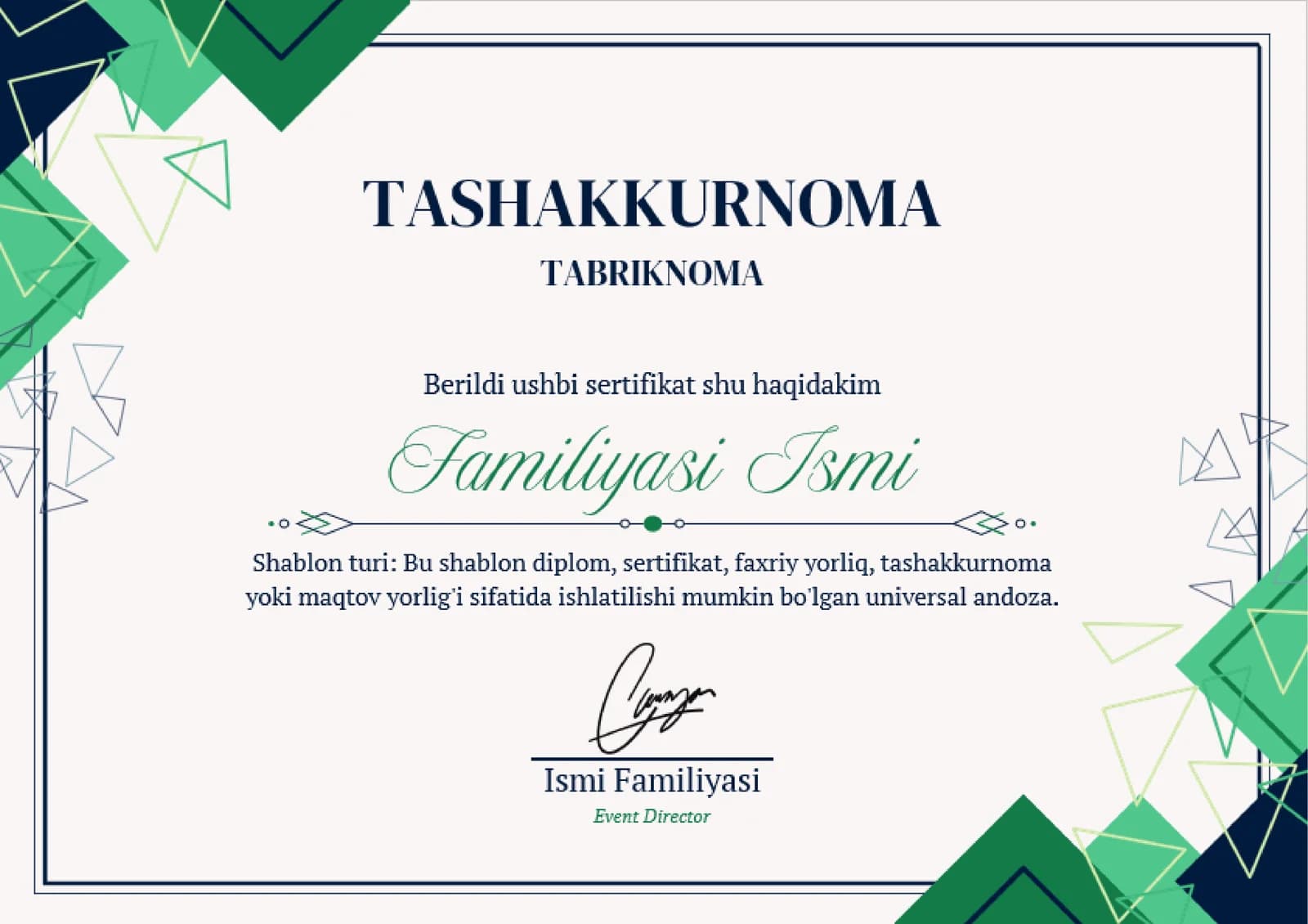 TASHAKKURNOMA