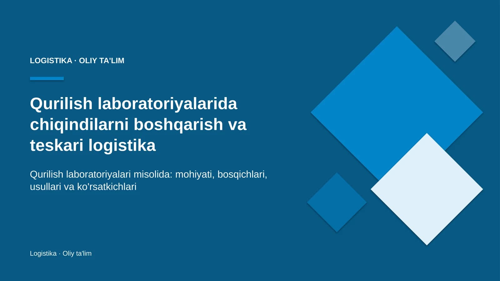 Qurilish laboratoriyalarida chiqindilarni boshqarish va teskari logistika