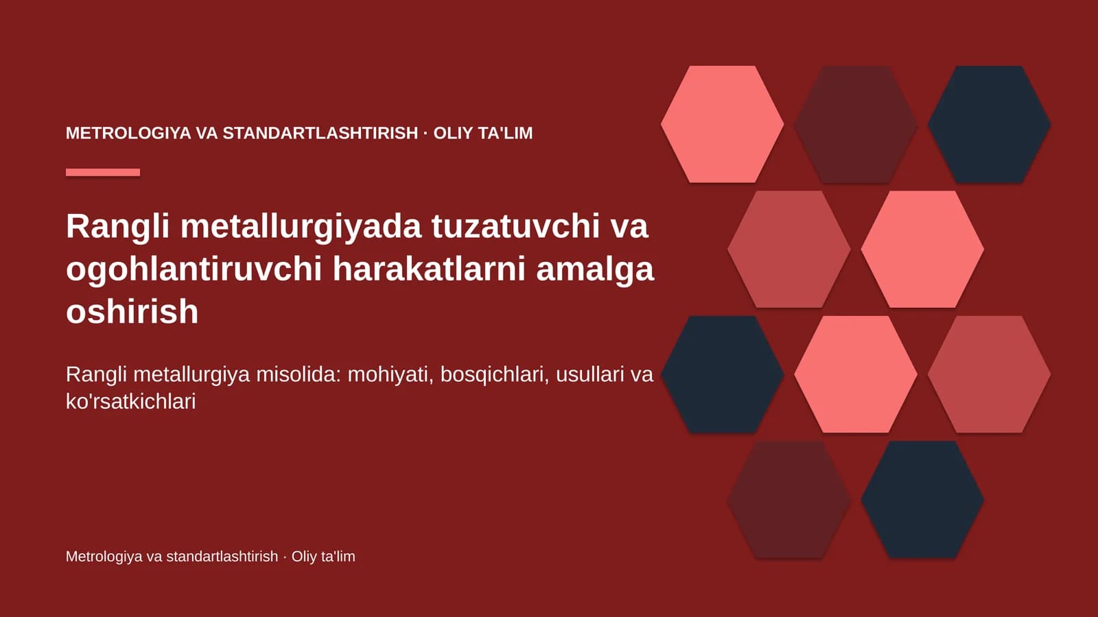 Rangli metallurgiyada tuzatuvchi va ogohlantiruvchi harakatlarni amalga oshirish