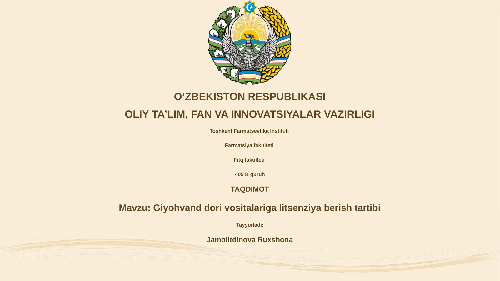 Giyohvand dori vositalariga litsenziya berish tartibi